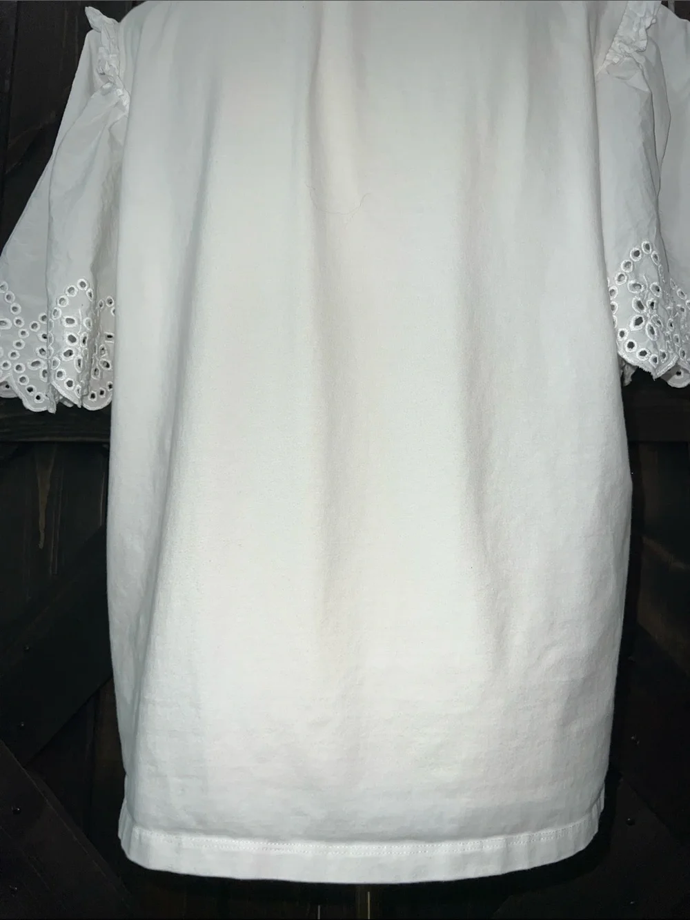 Tuckernuck Hyacinth House White Mollie Eyelet Top L Puff Sleeve Ruffles‎ Preppy